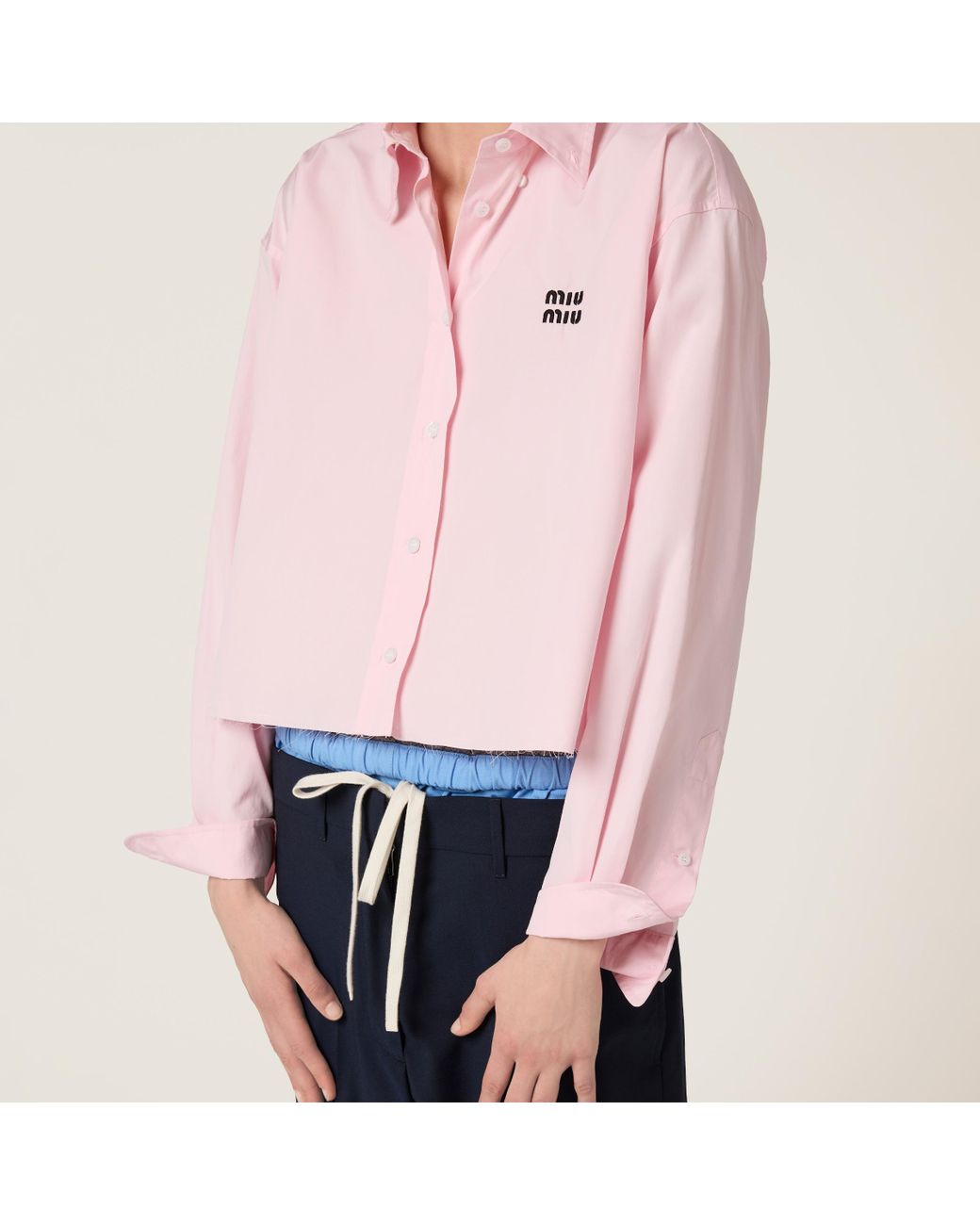 Tシャツ・カットソー MiuMiu FW25 Pink poplin shirt (MK1971SOOO10RG F0028) MiuMiu FW25 Pink poplin shirt (MK1971SOOO10RG F0028) (MiuMiu