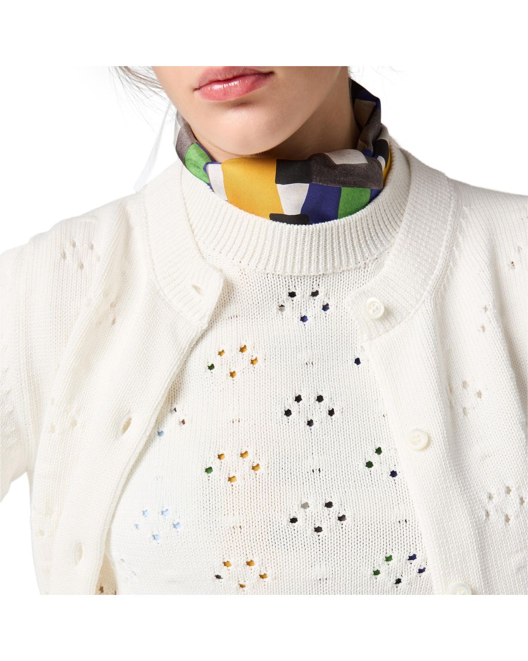 Miu Miu White Cotton Crew-Neck Sweater