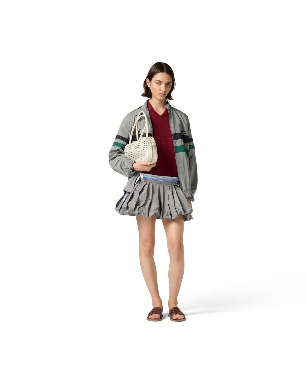 Miu Miu Gray Technical Fabric Miniskirt