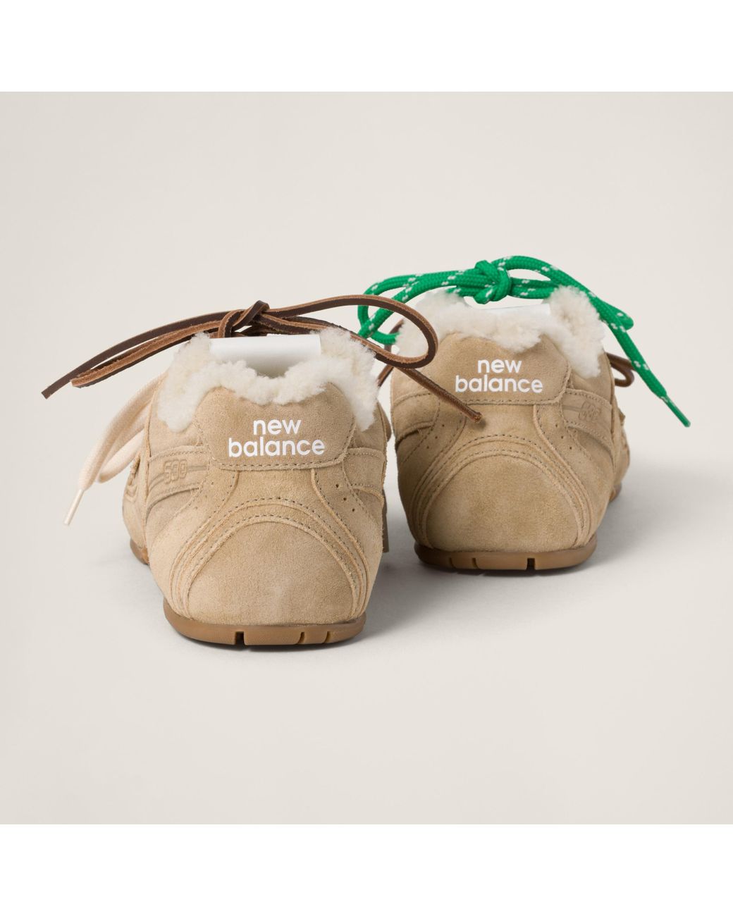 MIUMIU★素敵！shearling-lined lace-up sneakers Miu Miu Shearling-Lined Leather Sneakers Collaboration | Lyst