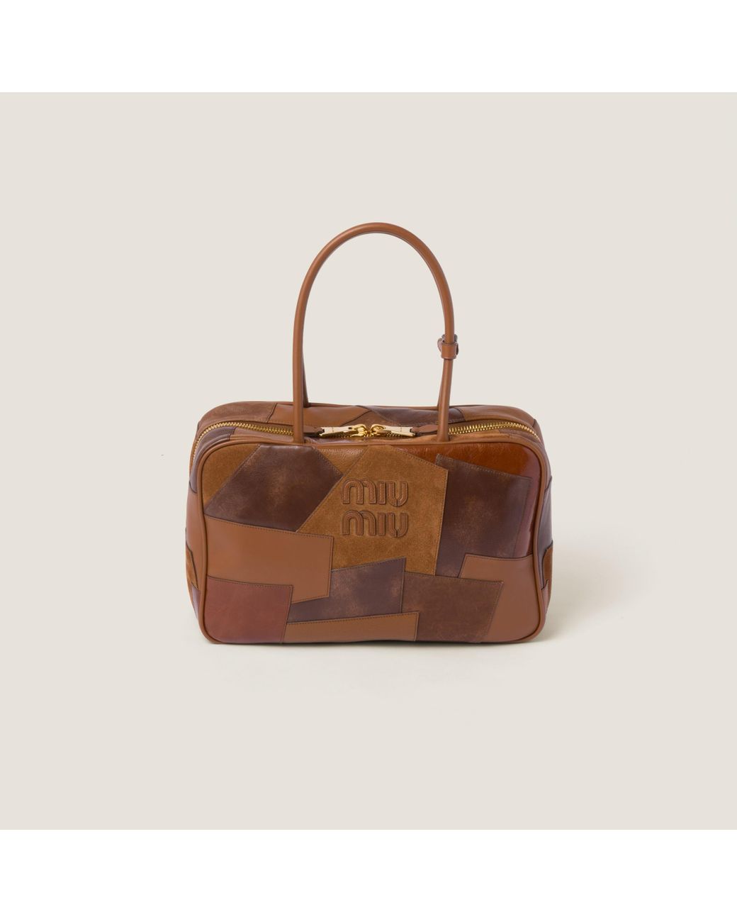 ハンドバッグ MIU MIU 5BB173_2CRI_F0NBL BEAU LEATHER PATCHWAOR BAG MIU MIU - Women Beau Patent Leather Bag – Atelier New York