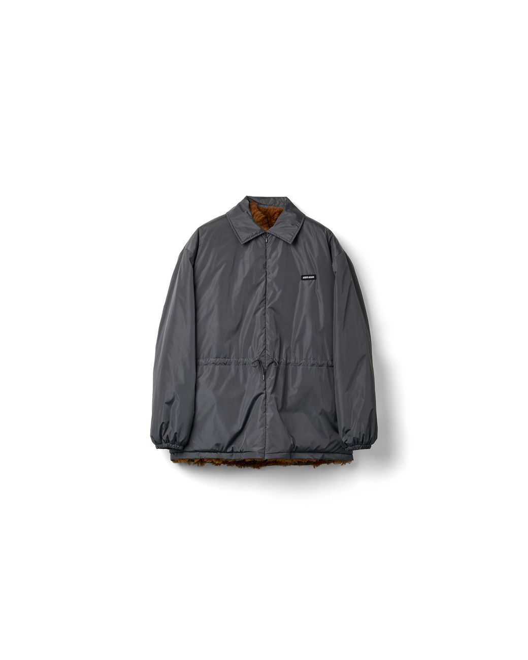 Miu Miu Gray Technical Fabric And Shearling Blouson Jacket