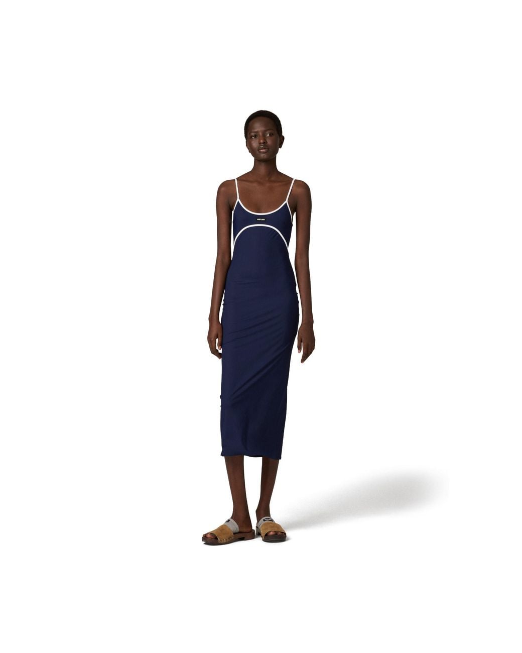 Miu Miu Blue Stretch Jersey Midi-Dress