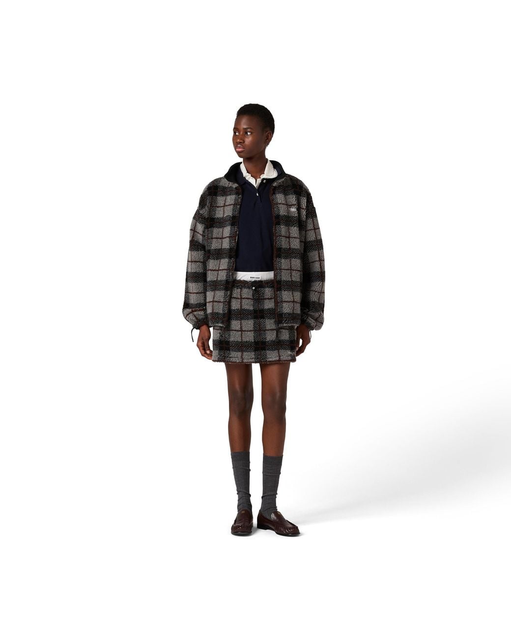 Miu Miu Black Checked Teddy Miniskirt