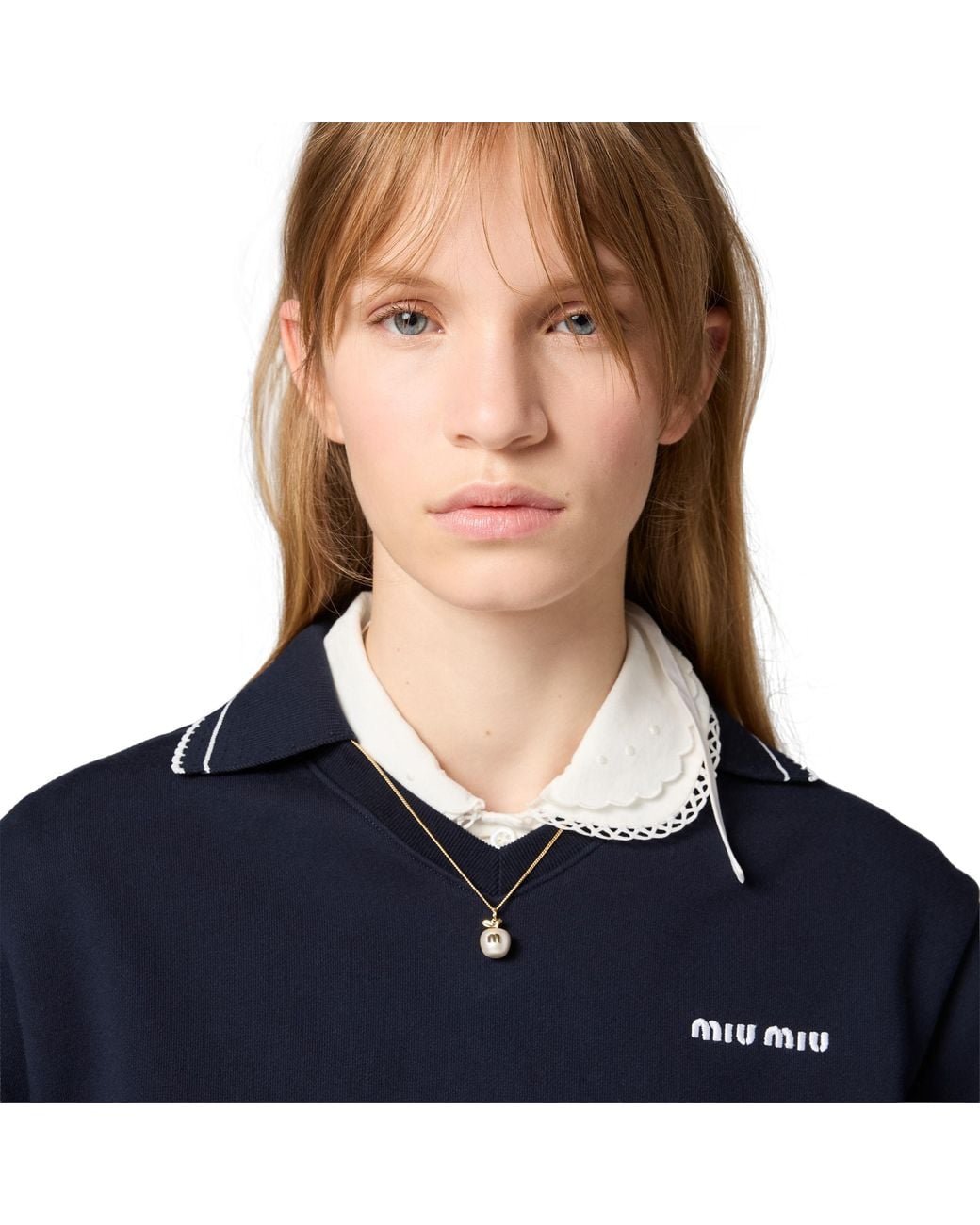 Miu Miu White Metal Necklace With Pendant