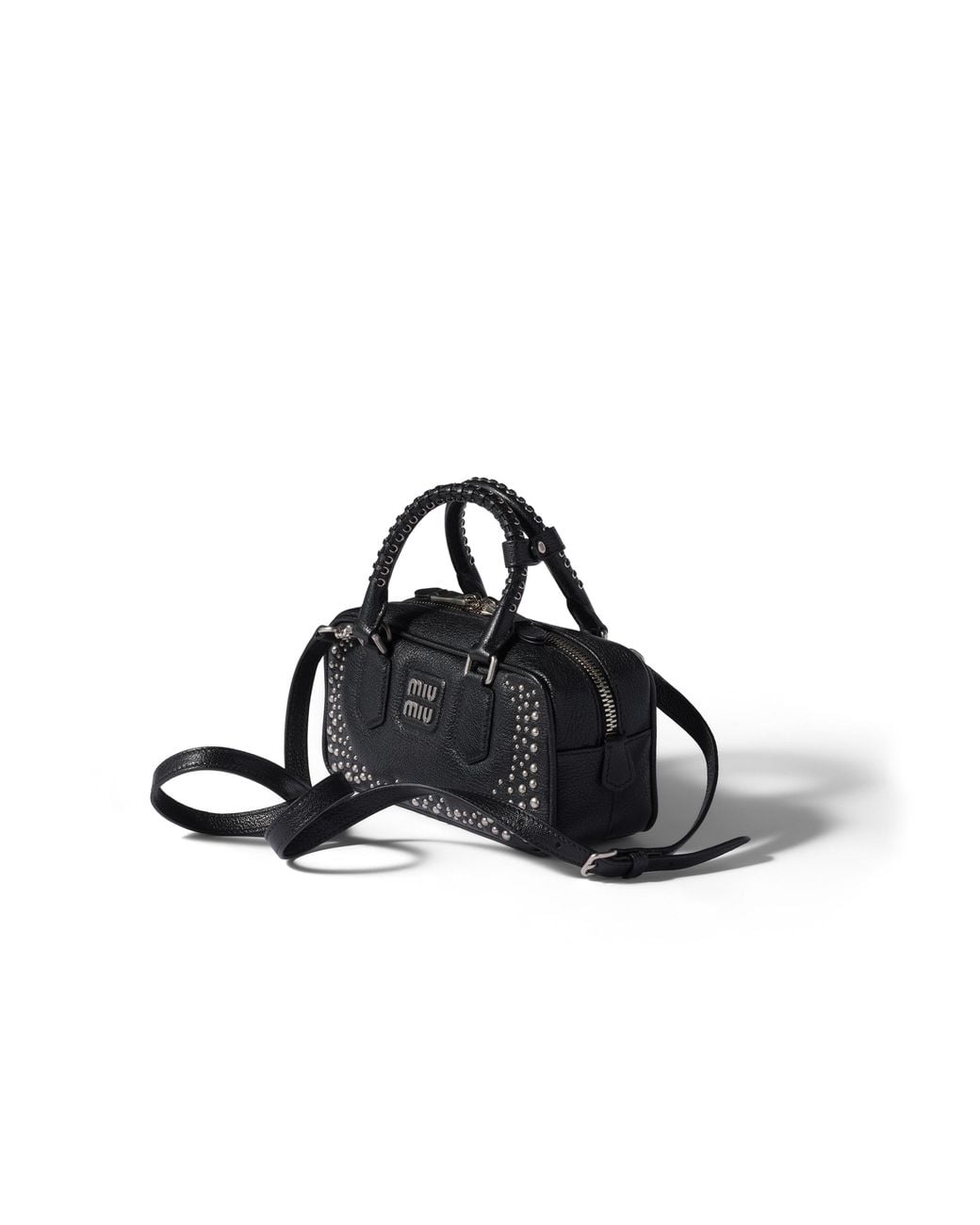Miu Miu Black Arcadie Studded Leather Bag