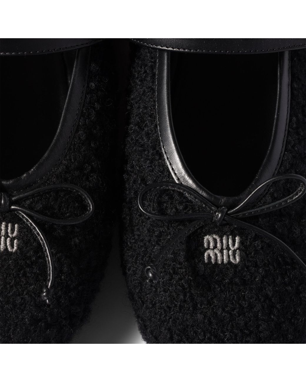Miu Miu Black Mohair Ballerinas