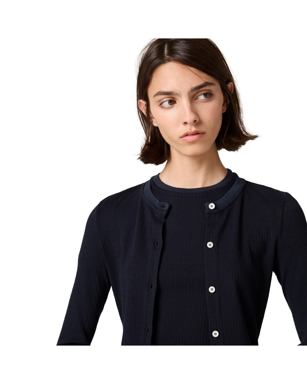 Miu Miu Blue Pointelle Cotton Cardigan