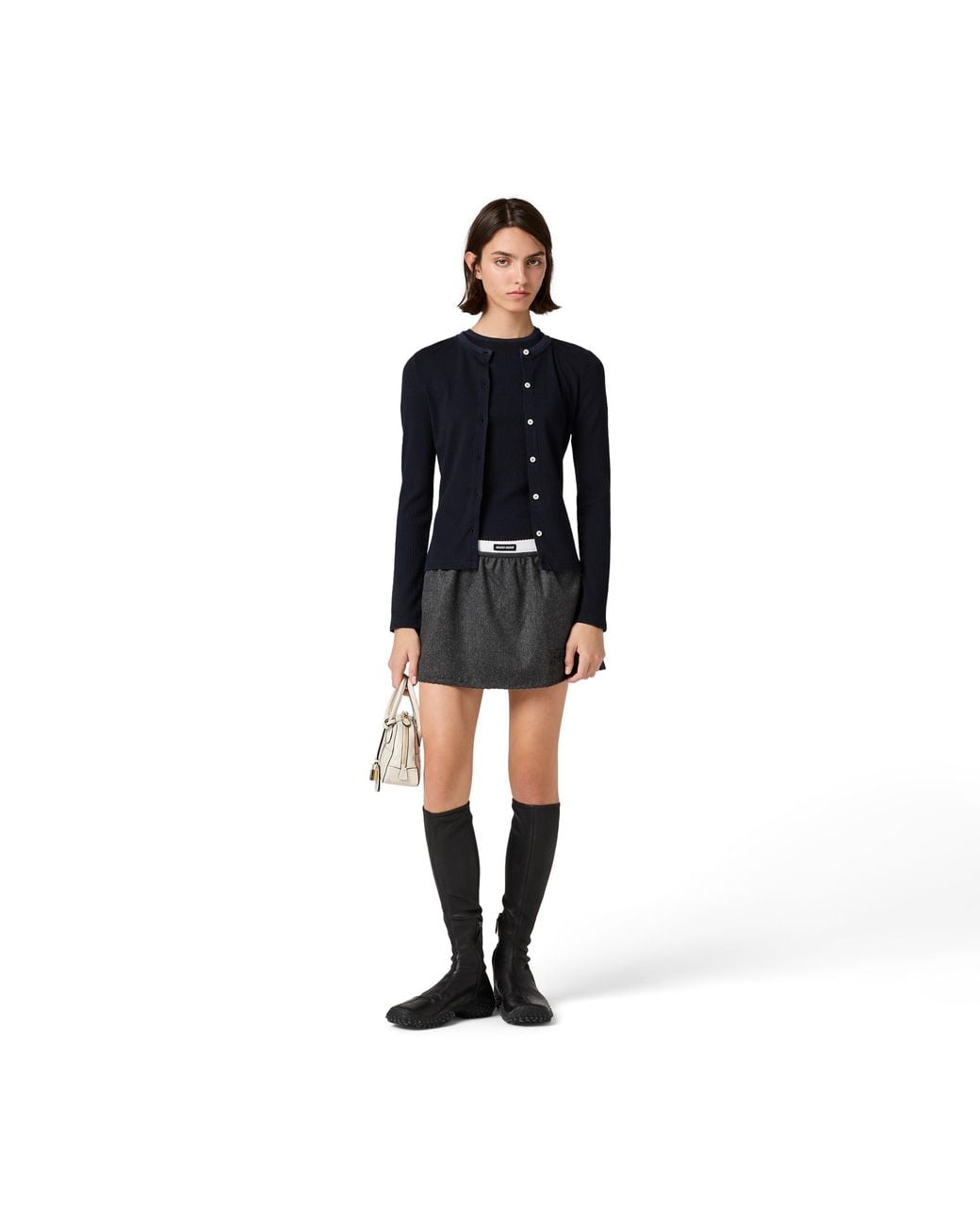 Miu Miu Blue Pointelle Cotton Cardigan