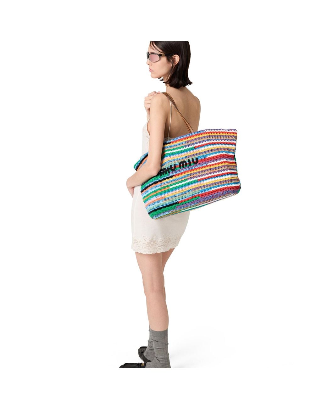 Miu Miu Blue Crochet Tote Bag
