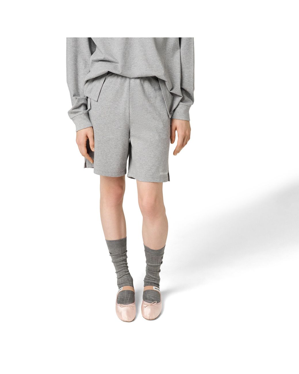 Miu Miu Gray Jersey Bermudas