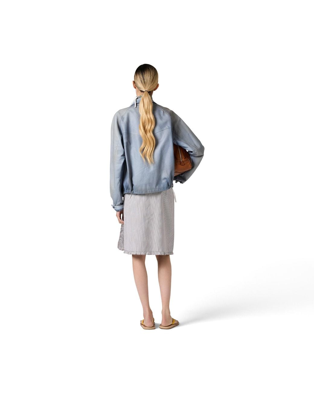 Miu Miu Blue Nappa Leather Jacket