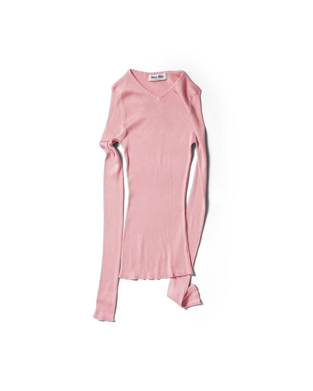 Miu Miu Pink Silk V-Neck Sweater