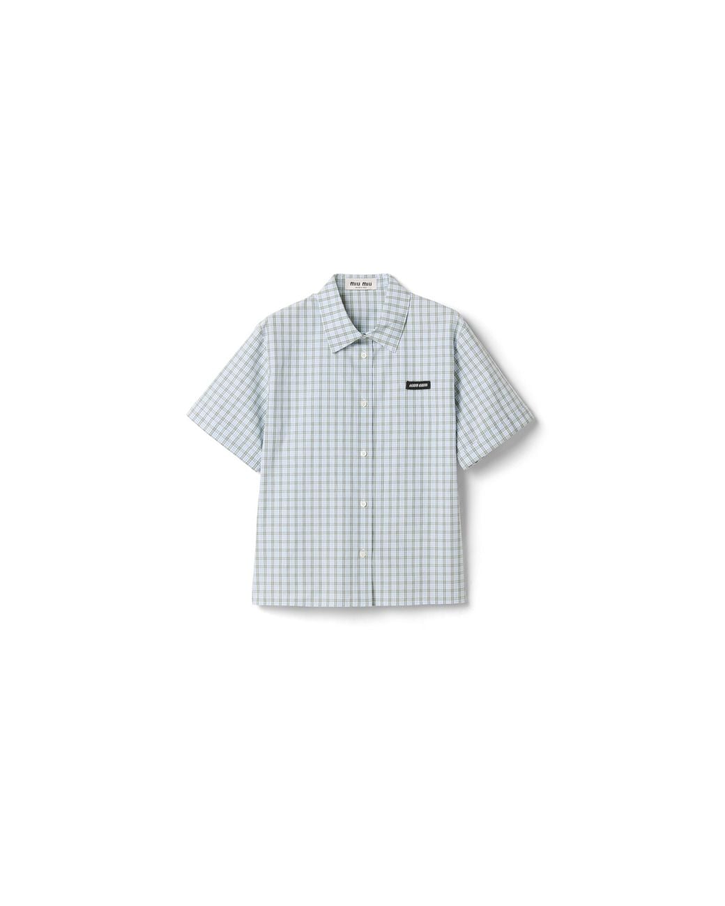 Miu Miu Blue Checked Poplin Shirt