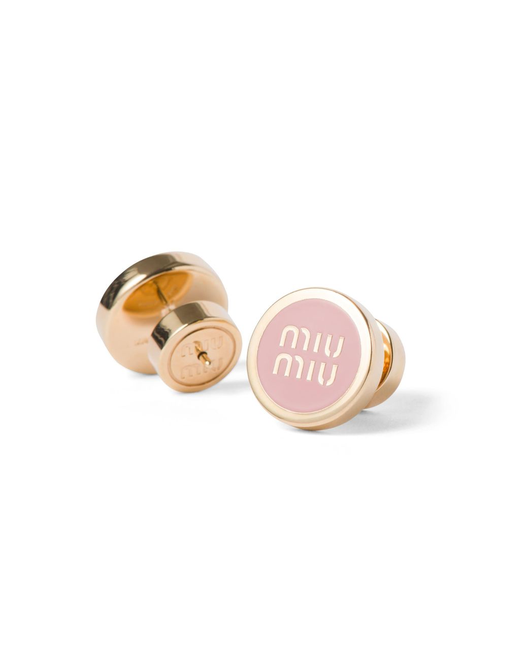 Miu Miu Pink Enameled Metal Earrings