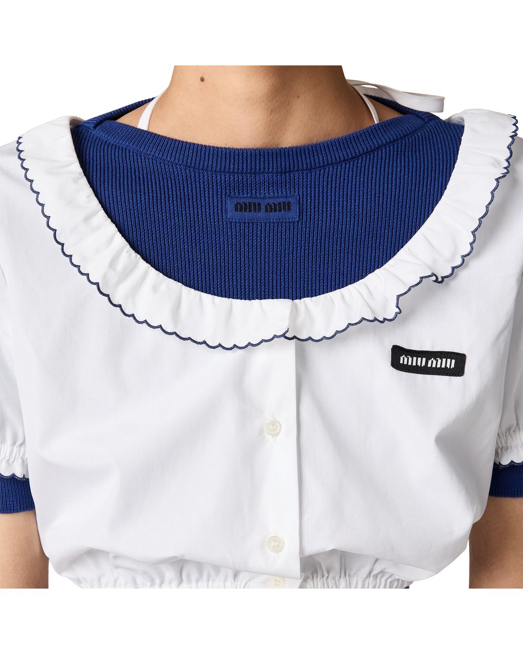 Miu Miu Blue Cotton Boat Neck Sweater