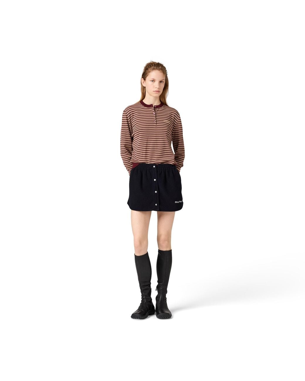 Miu Miu Brown Striped Wool Sweater