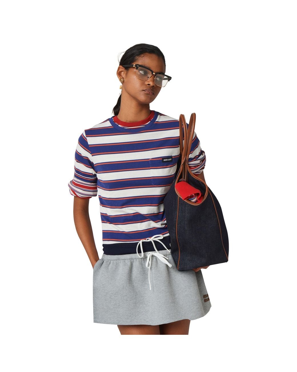 Miu Miu Blue Jersey T-Shirt