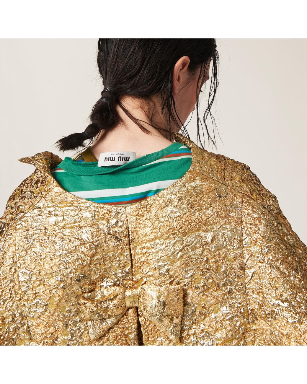 ジャケット MiuMiu | Single-breasted check lame jacket Miu Miu Single-Breasted Check Lamé Jacket - Avory/Albino