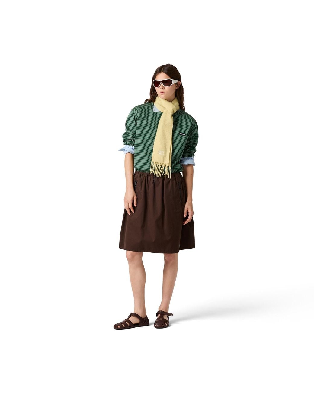 Miu Miu Green Striped Jersey T-Shirt