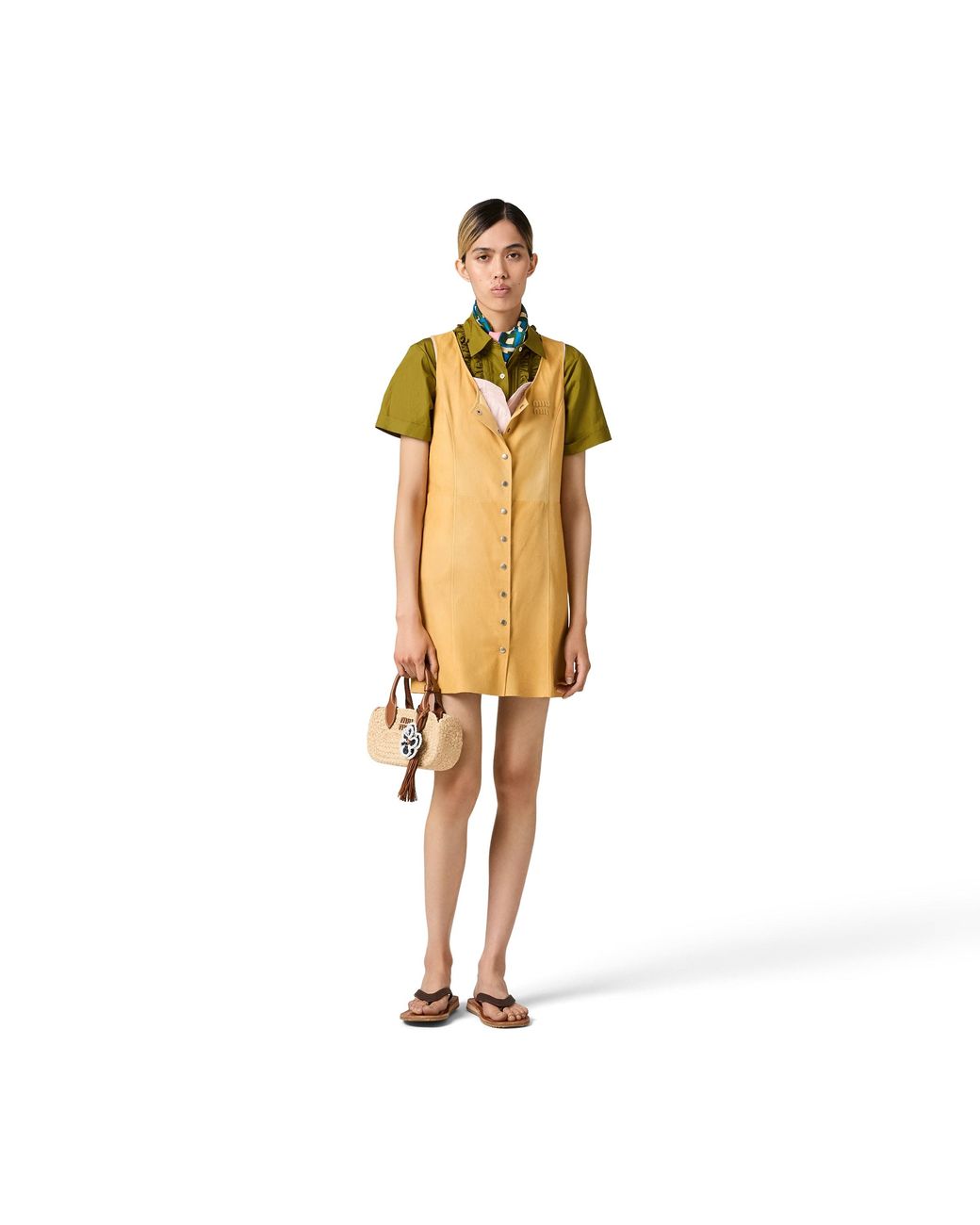 Miu Miu Metallic Waxed Suede Dress