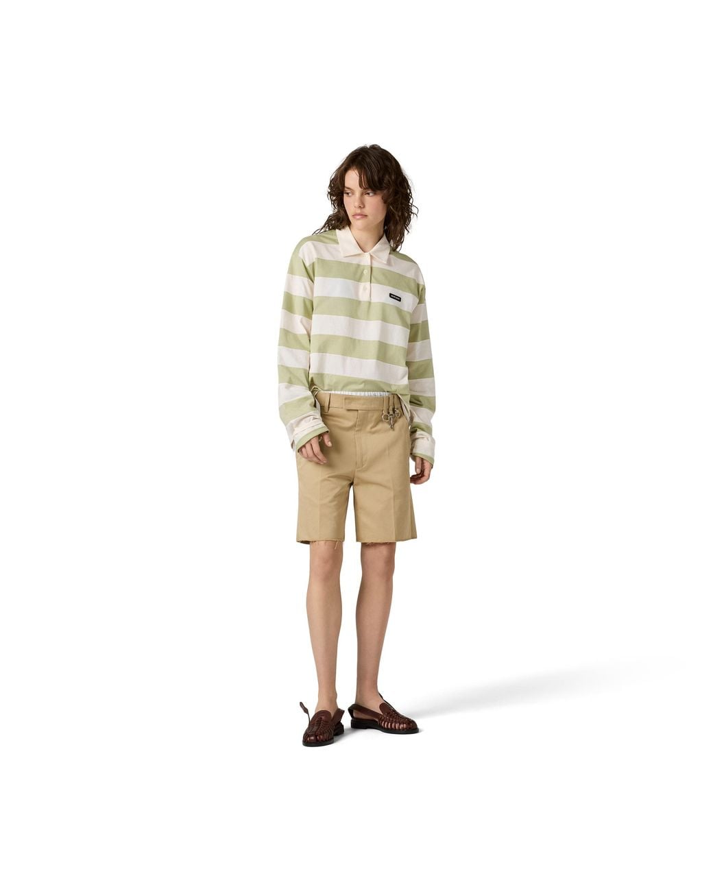 Miu Miu White Striped Jersey Polo Shirt
