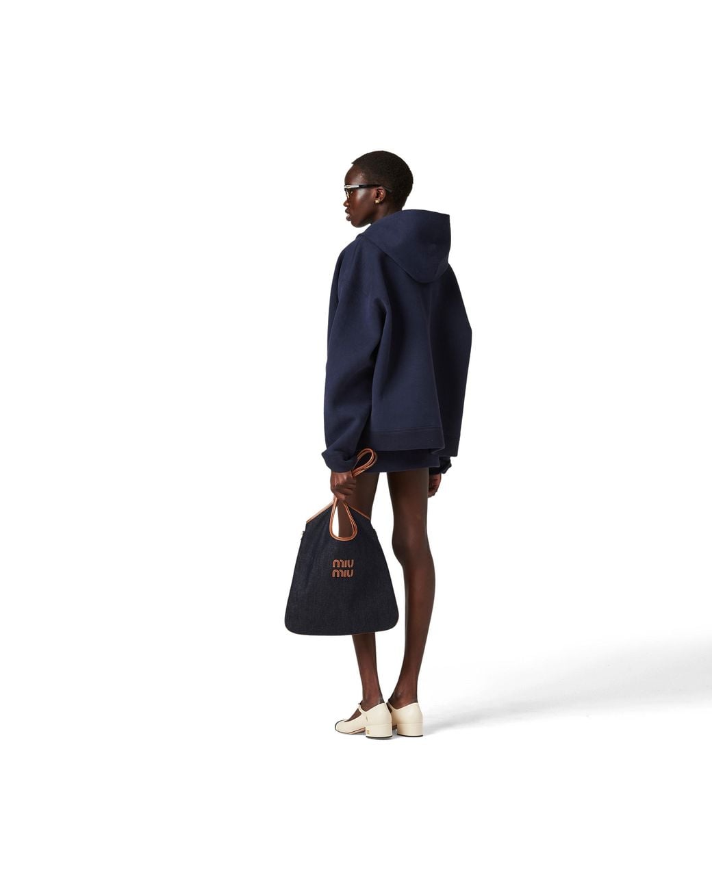 Miu Miu Blue Jersey Hoodie Jacket