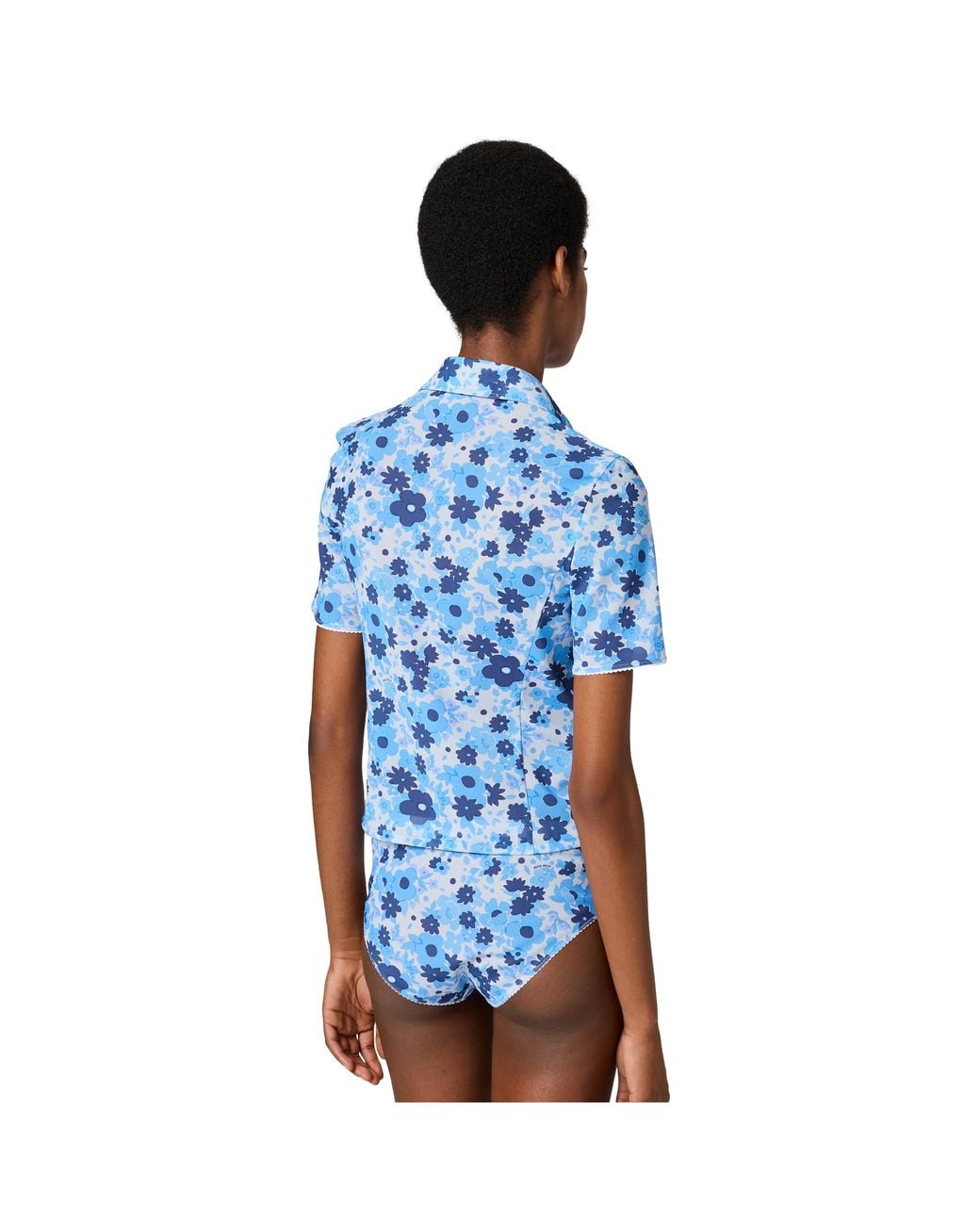 Miu Miu Blue Stretch Fabric Shirt