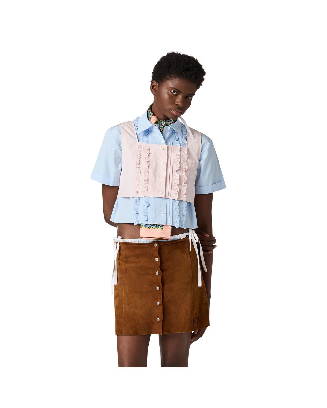 Miu Miu Pink Poplin Crop Top