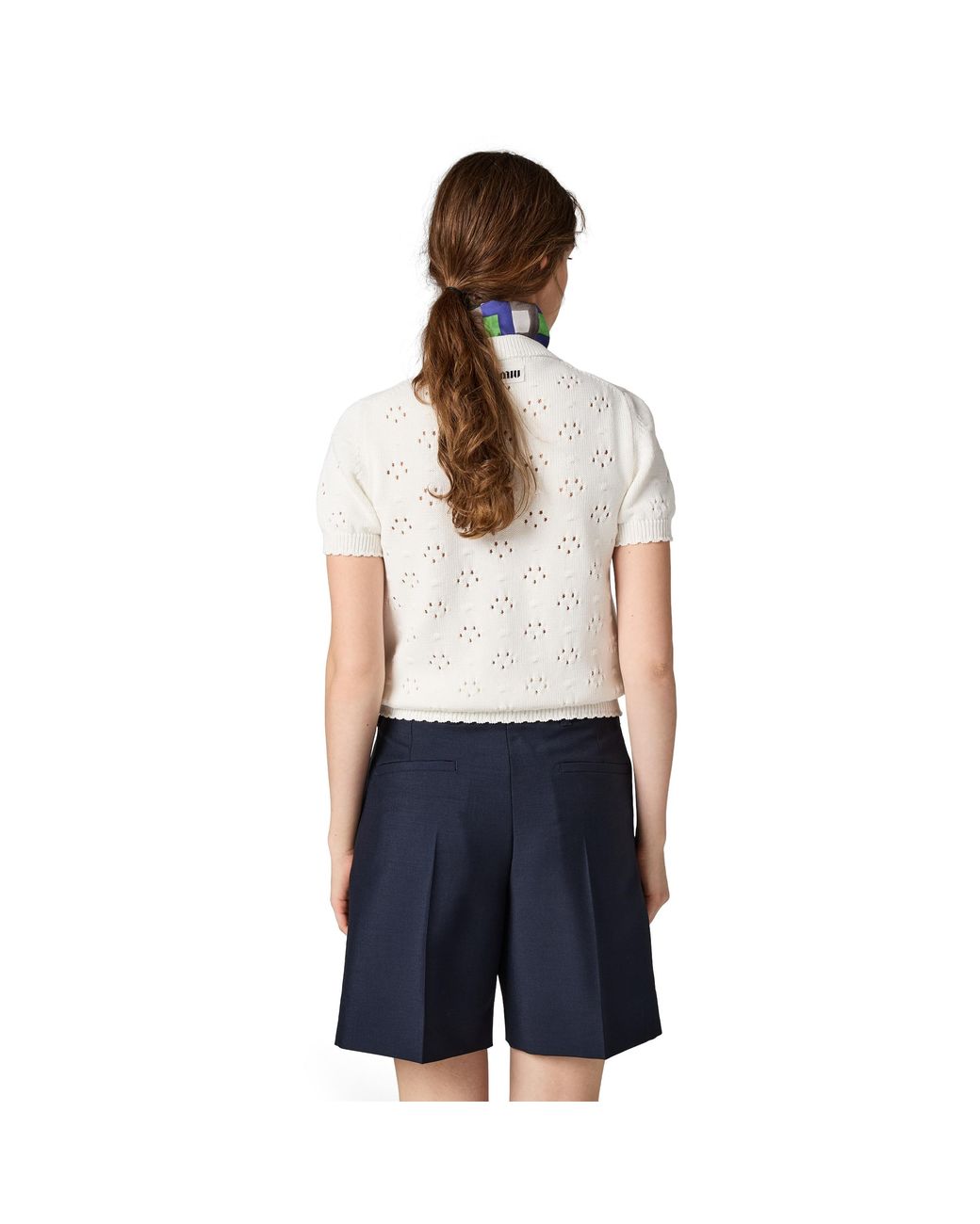 Miu Miu White Cotton Crew-Neck Sweater