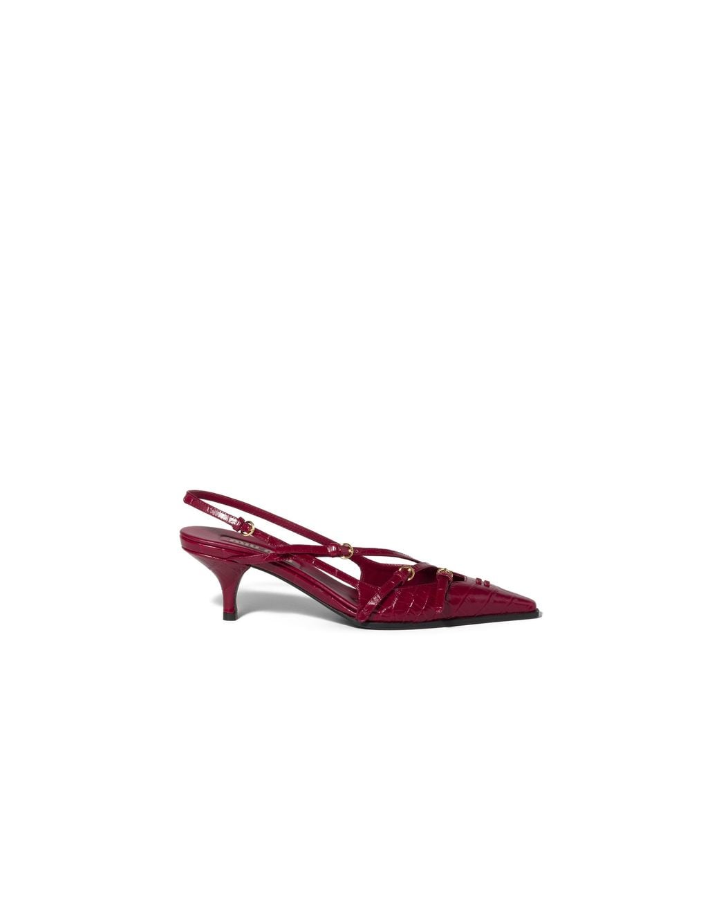 Miu Miu Red Crocodile Embossed Calfskin Slingback Pumps