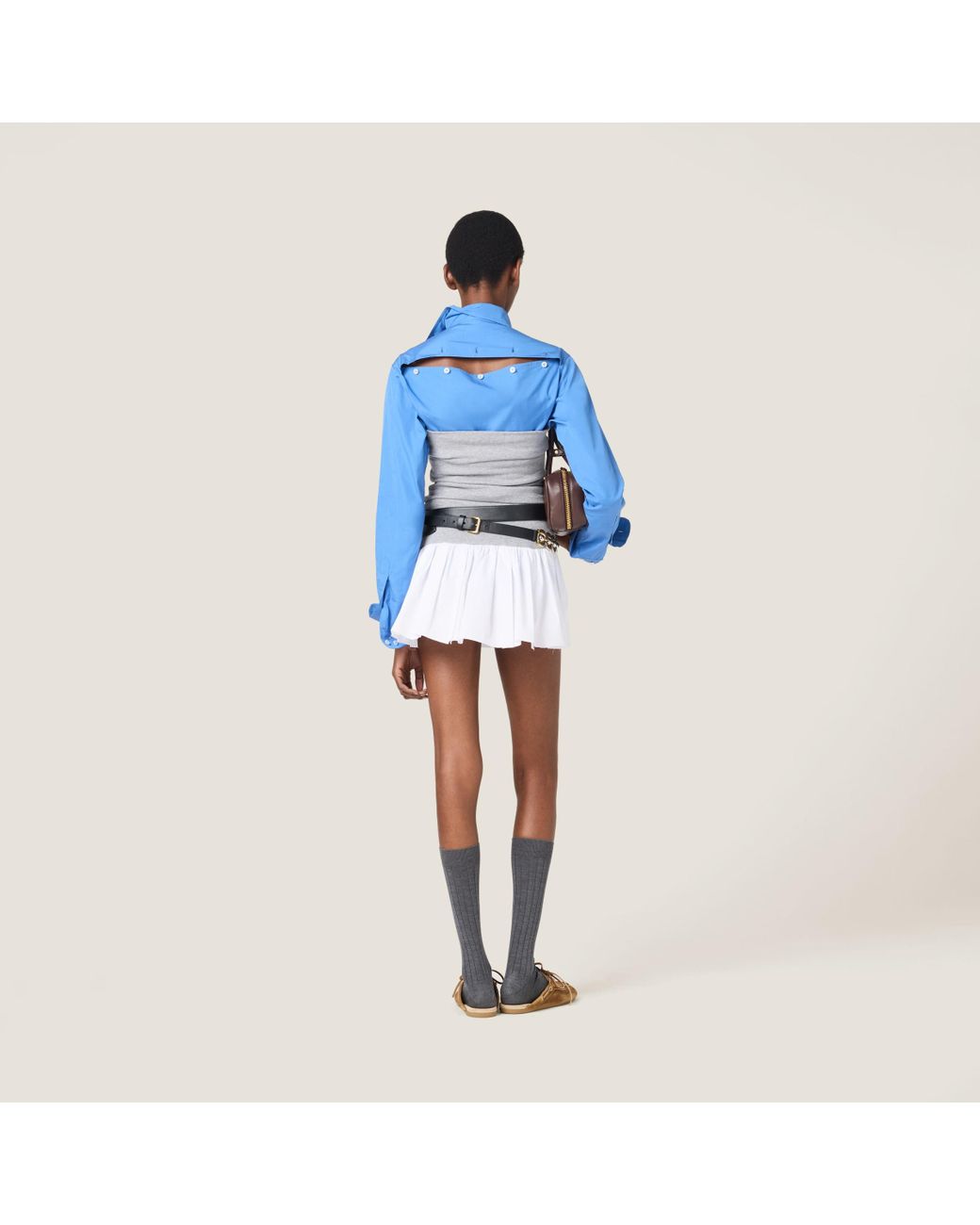 Miu Miu Poplin And Jersey Miniskirt | Lyst