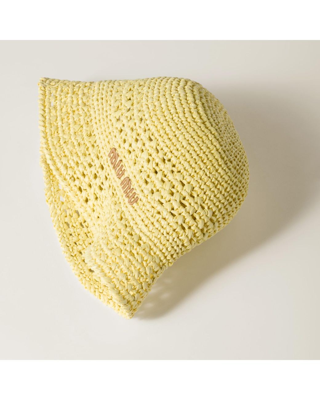 Miu Miu Woven Fabric Hat in Yellow | Lyst