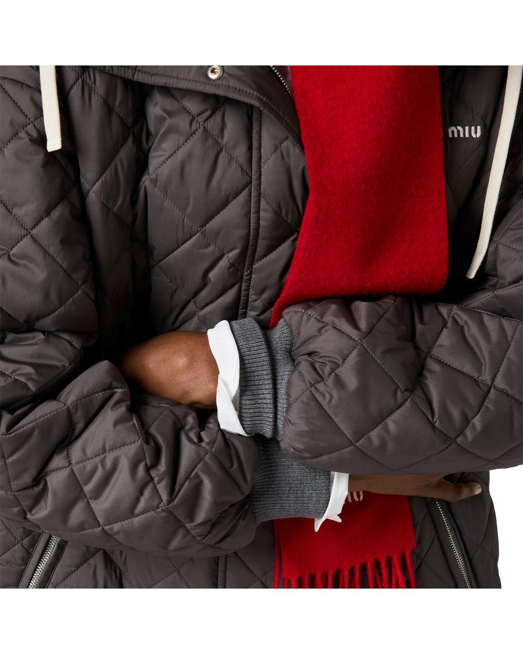 Miu Miu Brown Technical Pongé Down Jacket