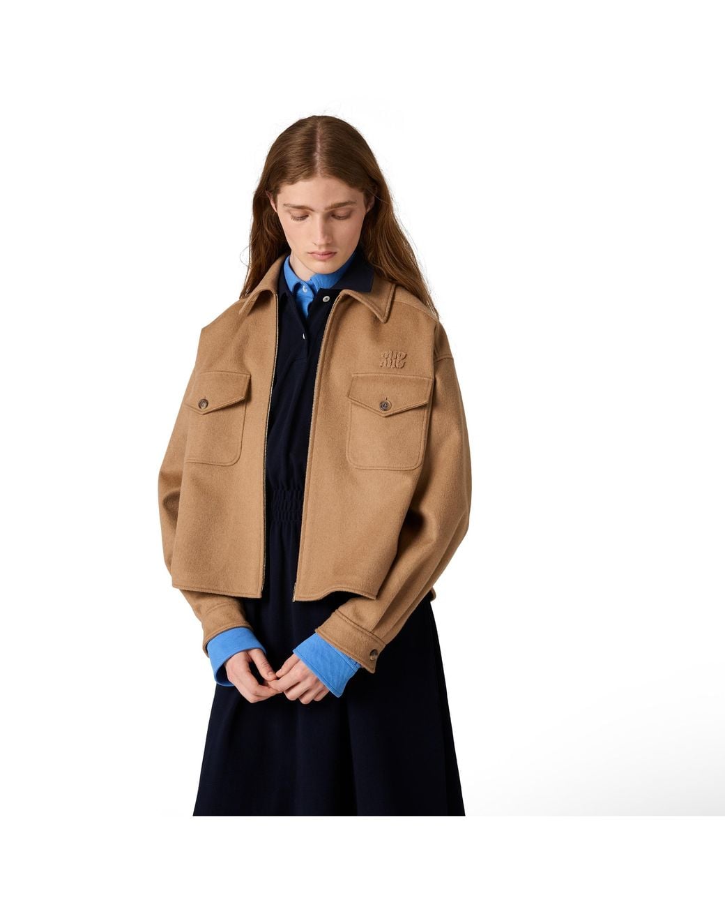 Miu Miu Natural Bonded Camel Hair Blouson Jacket