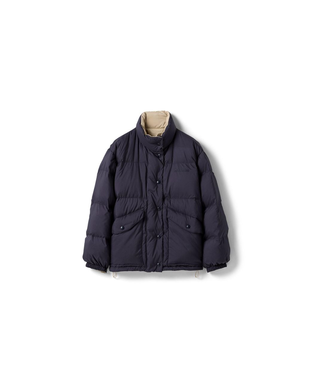 Miu Miu Blue Reversible Technical Pongé Down Jacket