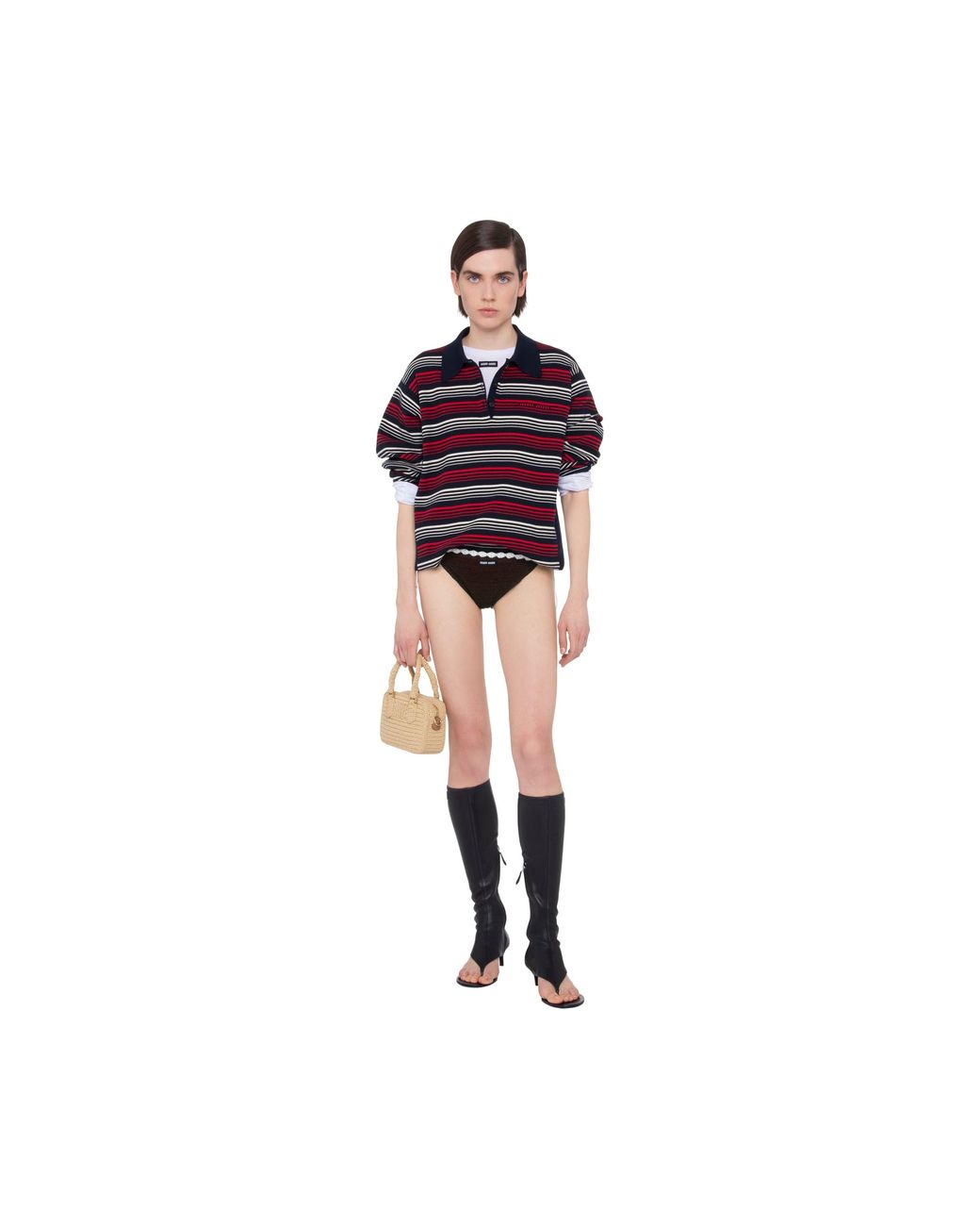 Miu Miu Natural Cotton Bikini Panties With Logo