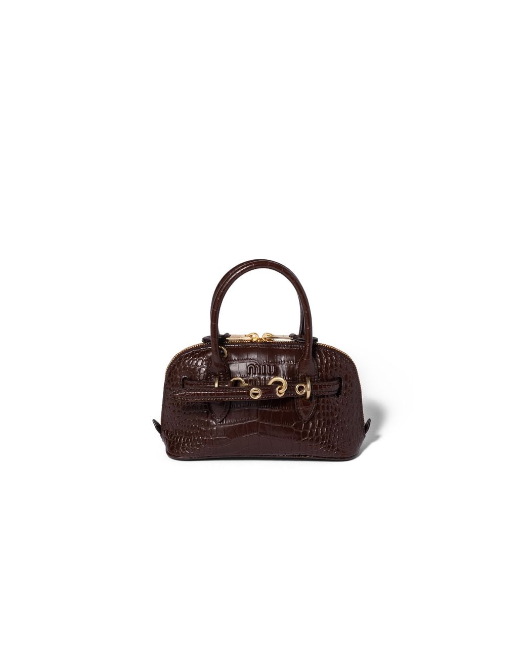Miu Miu Brown Aventure Crocodile Embossed Calfskin Mini-Bag