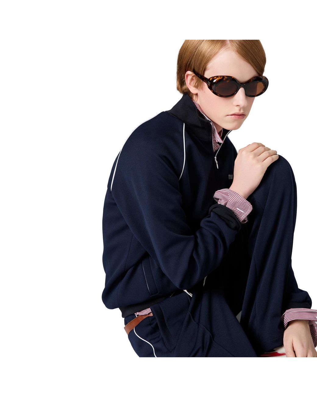 Miu Miu Blue Technical Jersey Blouson Jacket