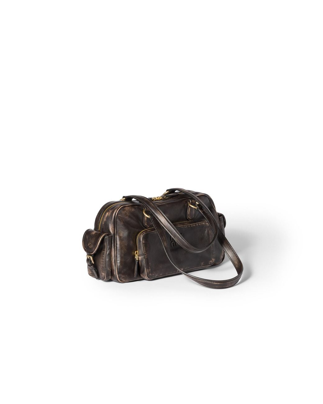 Miu Miu Brown Pocket Nappa Leather Top-Handle Bag