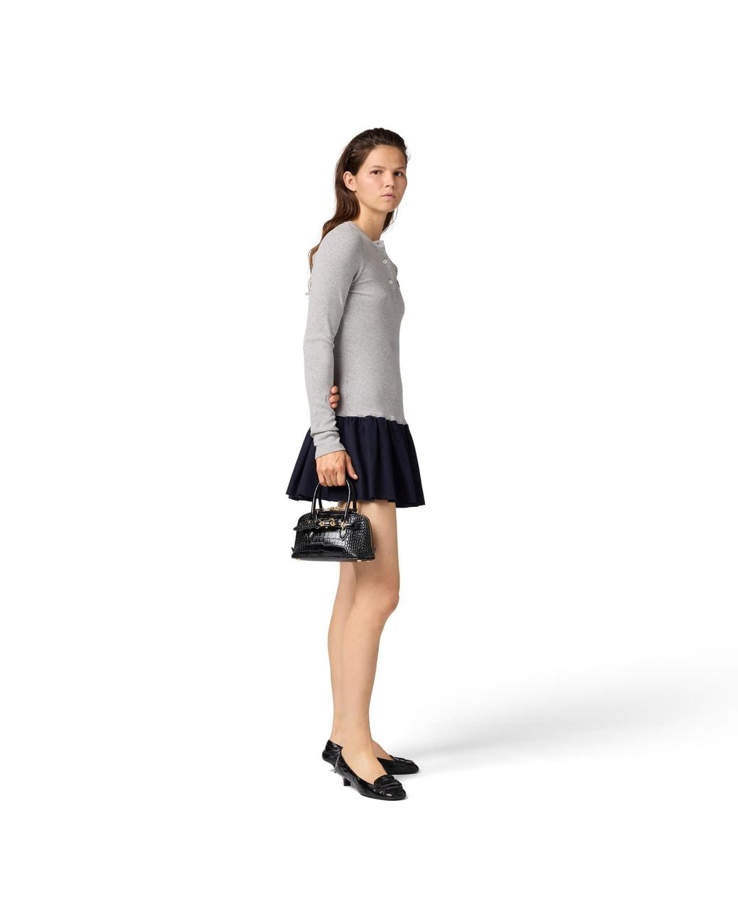Miu Miu Black Aventure Crocodile Embossed Calfskin Mini-Bag