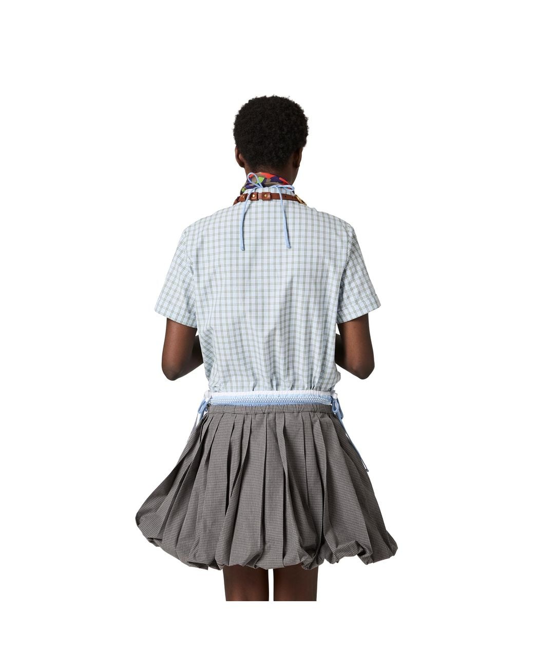 Miu Miu Blue Checked Poplin Shirt