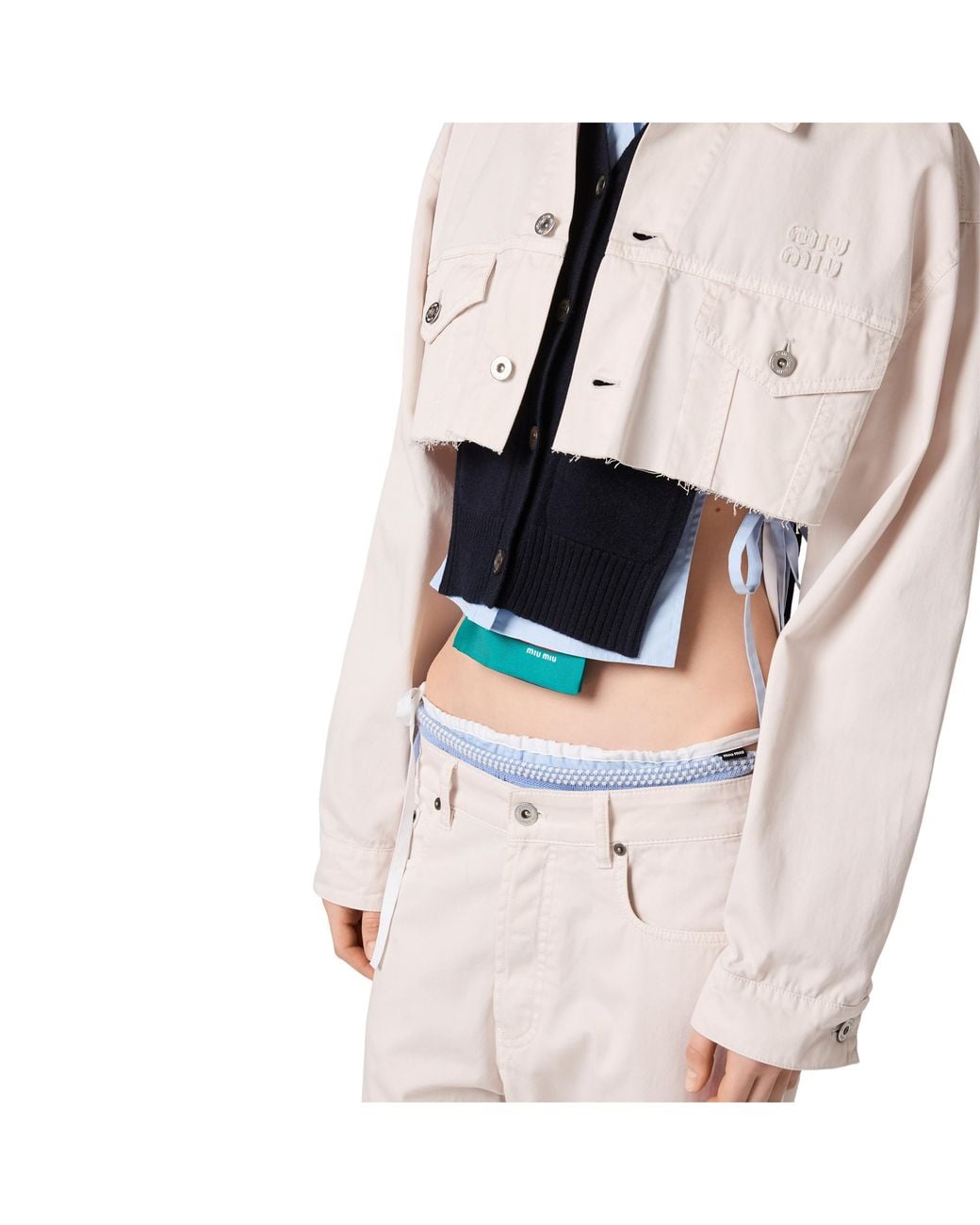 Miu Miu Natural Cropped Denim Jacket