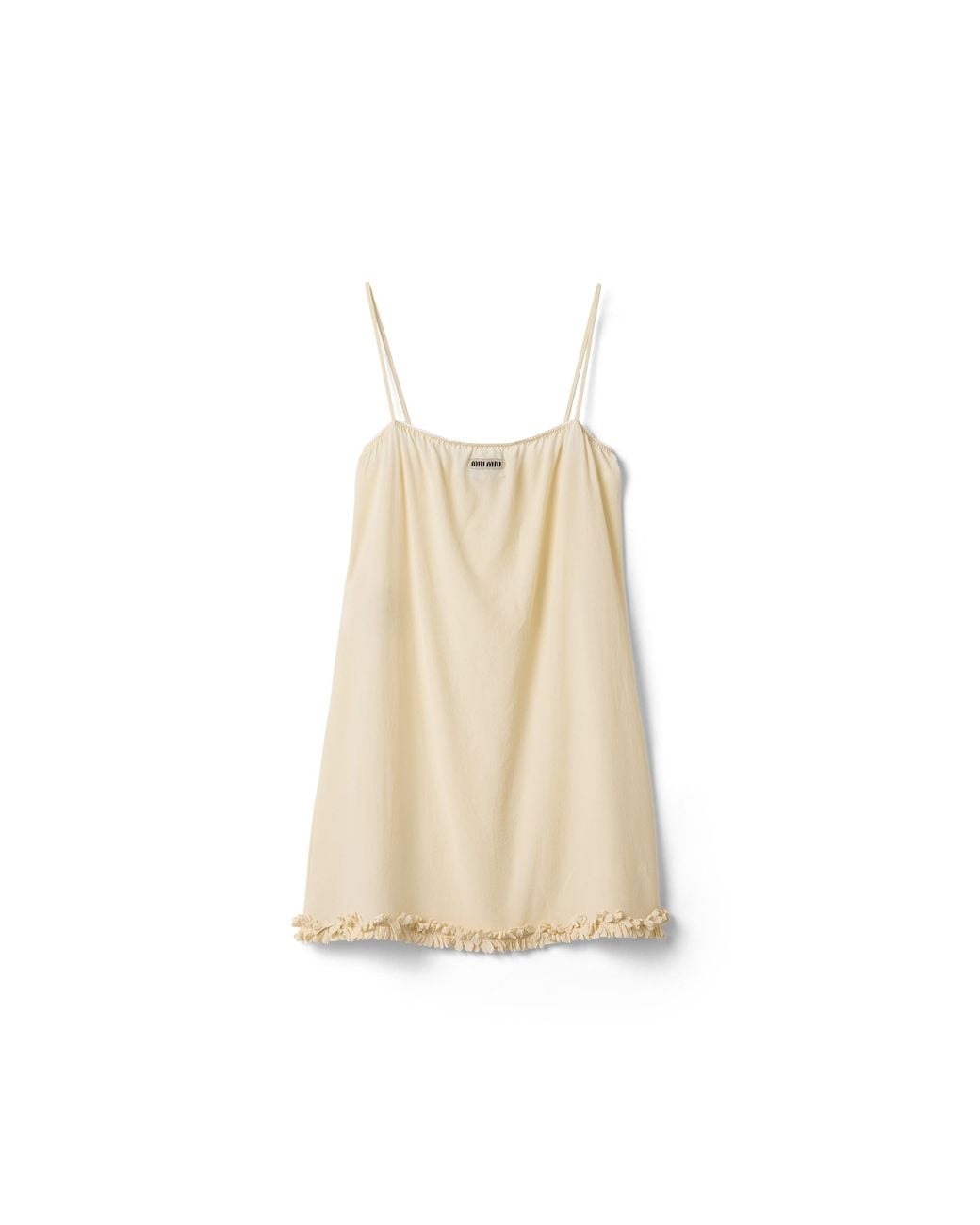 Miu Miu Natural Embroidered Marocain Crepe Dress