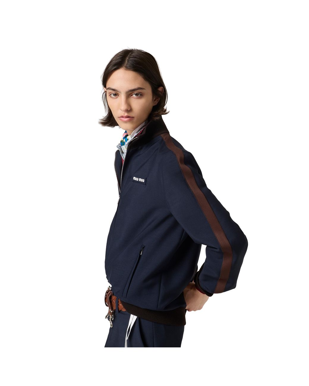 Miu Miu Blue Kid Mohair Blouson Jacket