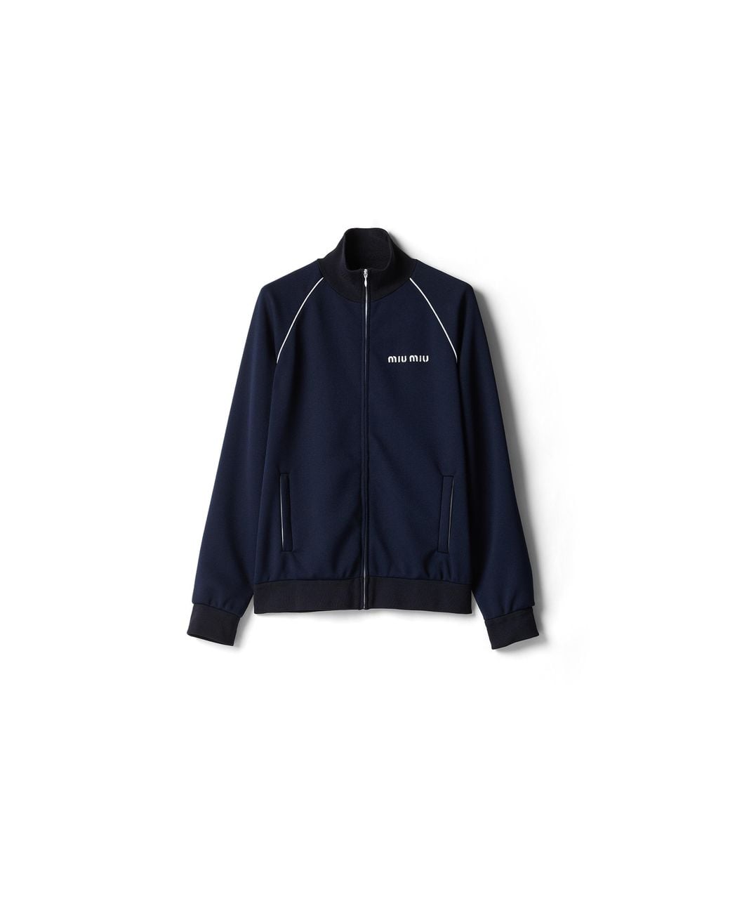 Miu Miu Blue Technical Jersey Blouson Jacket