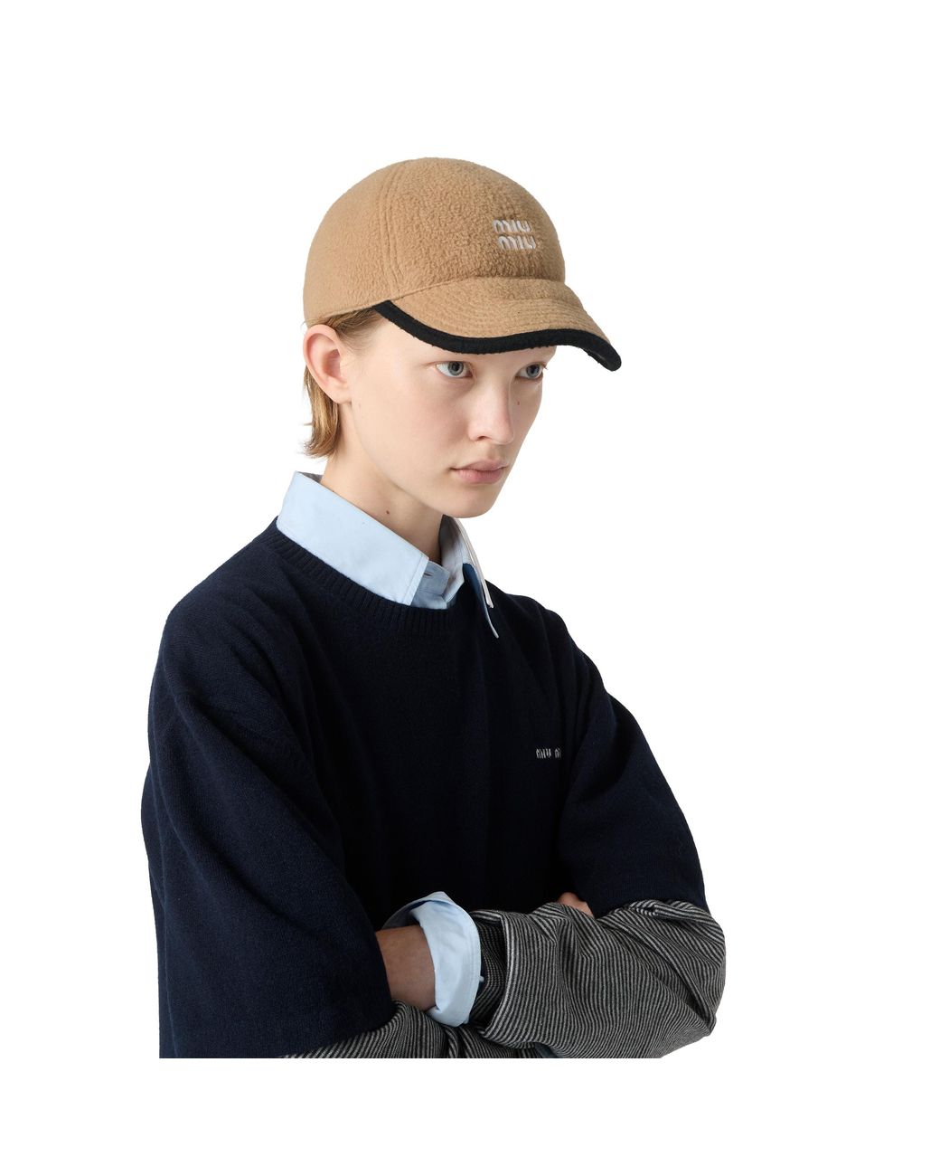 Cappello Da Baseball di Miu Miu in Natural