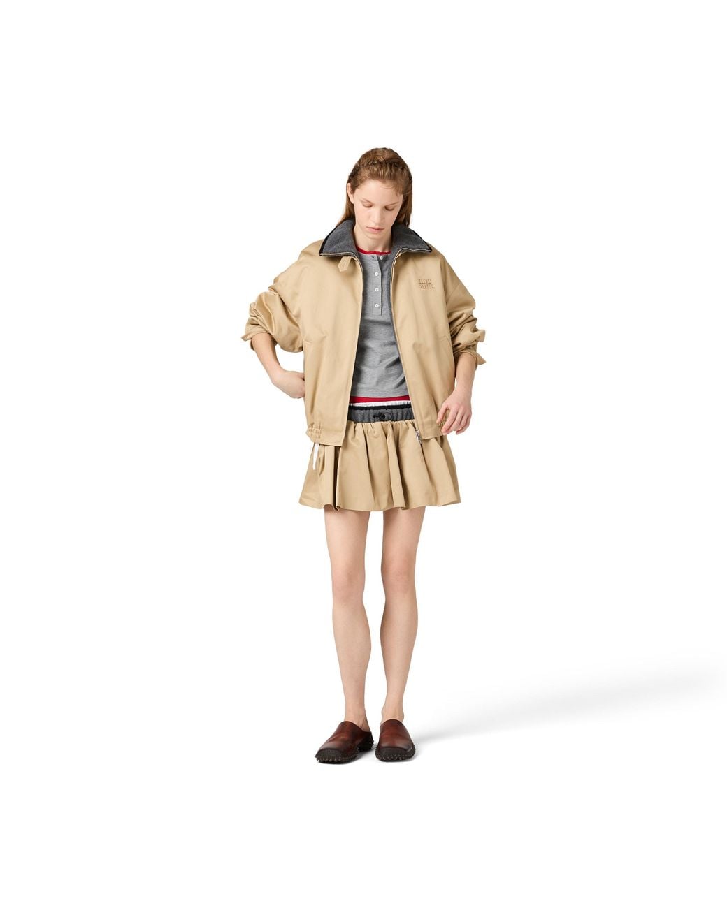Miu Miu Chino Blouson Jacket in Natural | Lyst UK