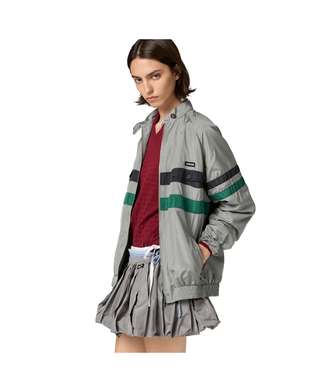 Miu Miu Gray Technical Fabric Miniskirt