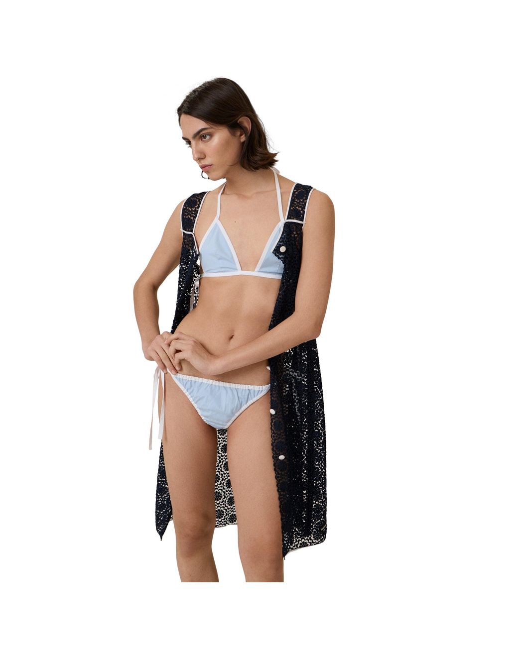 Miu Miu Blue Poplin Bikini Top